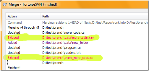 Atombrenner What Means Skipped In The Subversion Merge Log 